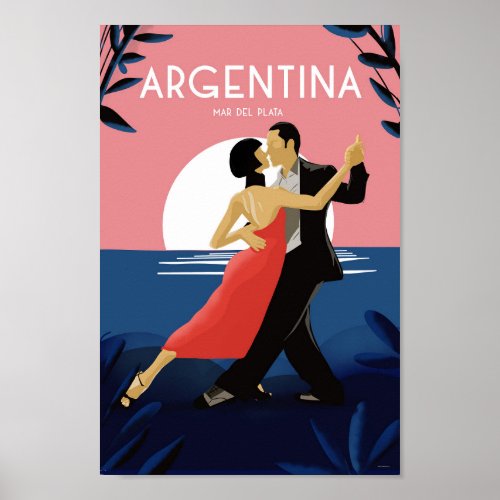 Argentina mar del plata tango vintage poster