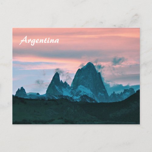 Argentina Mount Fitz Roy Patagonia at dusk Postcard