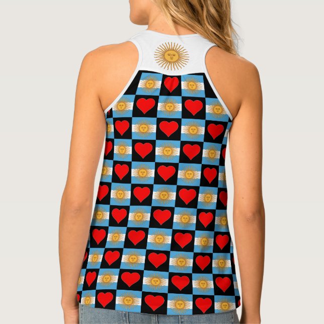 Argentina National Flag Heart Patriotic Argentine Tank Top (Back)