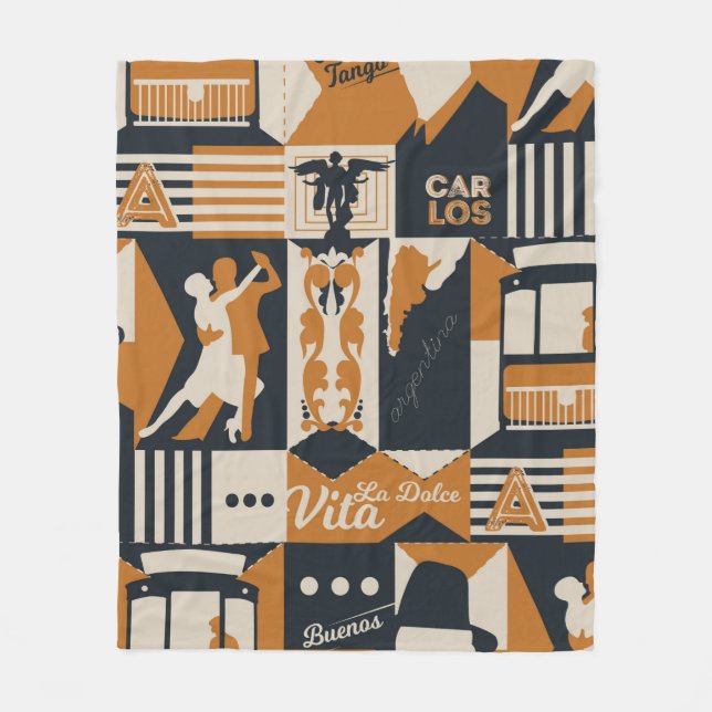 argentina pattern seamless design illustration fleece blanket (Front)
