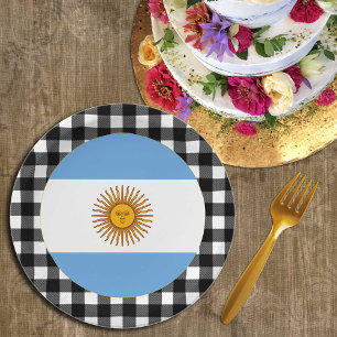 Argentina Plate, buffalo plaid & Argentina Flag Paper Plates