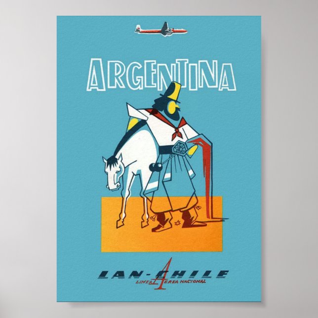 Argentina Retro Vintage Travel Poster Print (Front)