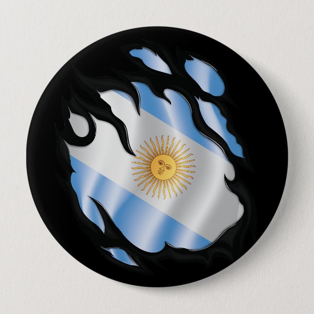 Argentina Ripped Flag Button (Front)