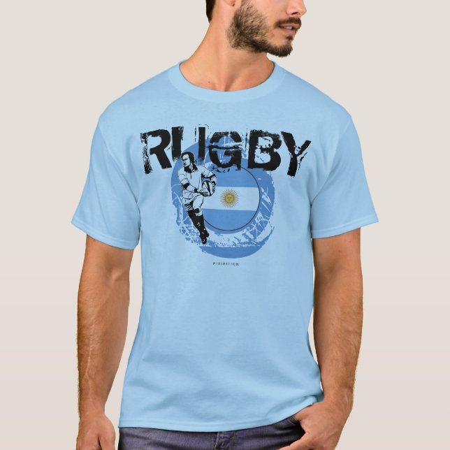 Argentina Rugby Fans T-Shirt Pass Ball (Front)