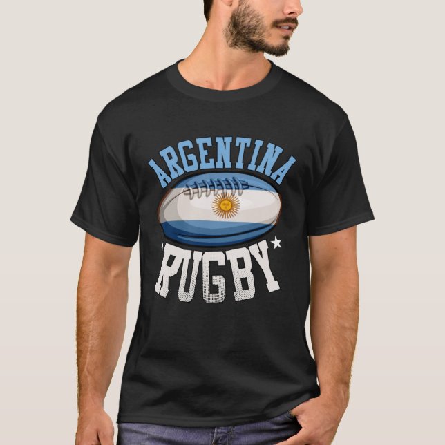 Argentina Rugby Sports Player  Argentine Fan T-Shirt (Front)