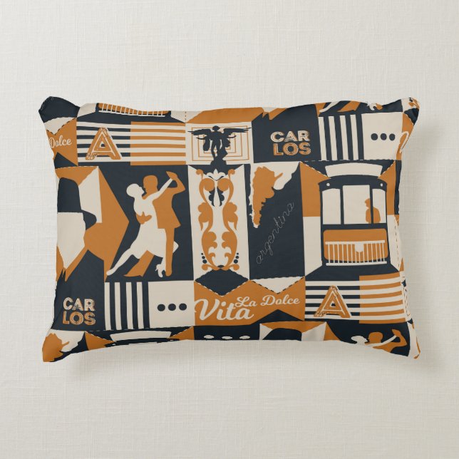 Argentina: Seamless Ethnic Illustration. Accent Pillow (Front)