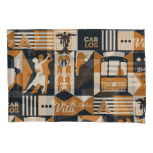 Argentina: Seamless Ethnic Illustration. Pillow Case