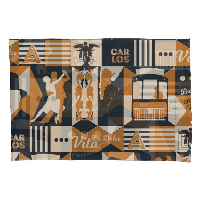 Argentina: Seamless Ethnic Illustration. Pillow Case (Front)