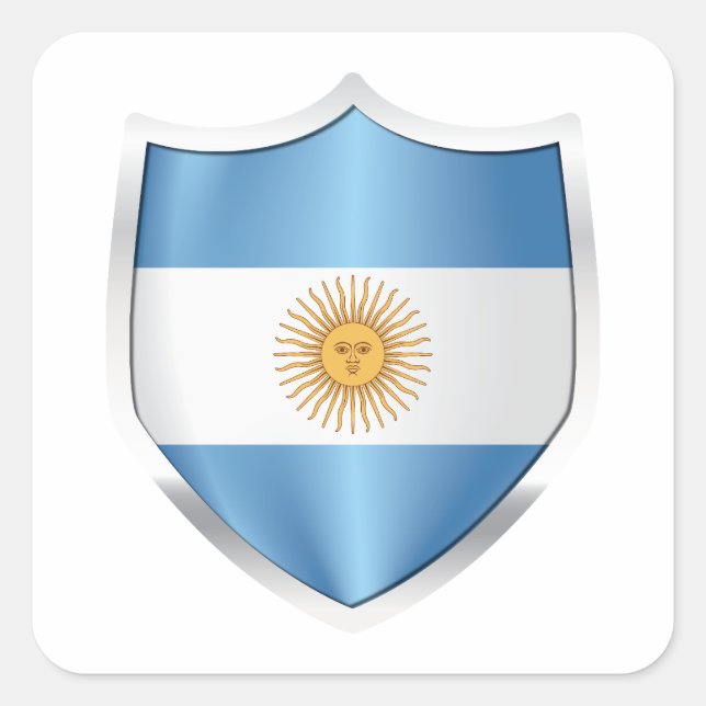 Argentina Silver Shield Flag Square Sticker (Front)