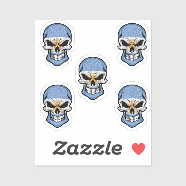 Argentina Smiling Skull Flag Sticker (Sheet)