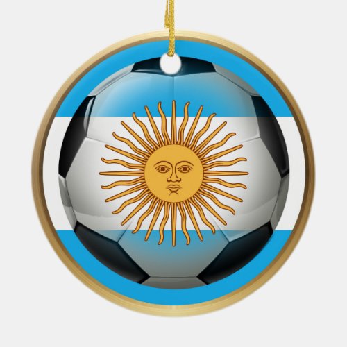 Argentina Soccer Ball Ceramic Ornament