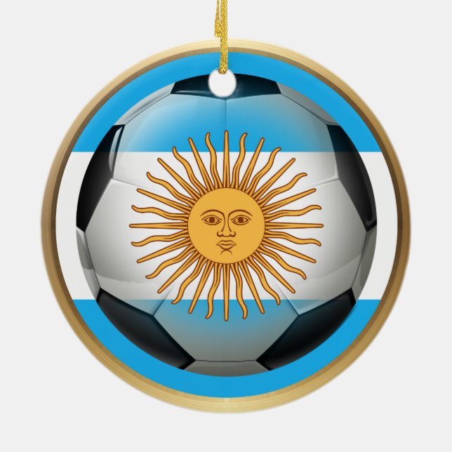 Argentina Soccer Ball Ceramic Ornament (Back)