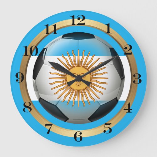 Argentina Soccer Ball Large Clock
