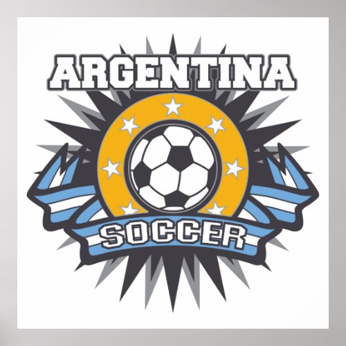 Argentina Soccer Burst Poster