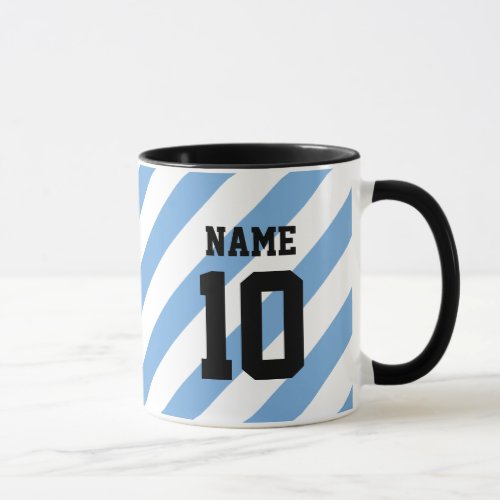 Argentina soccer fan custom jersey number coffee mug