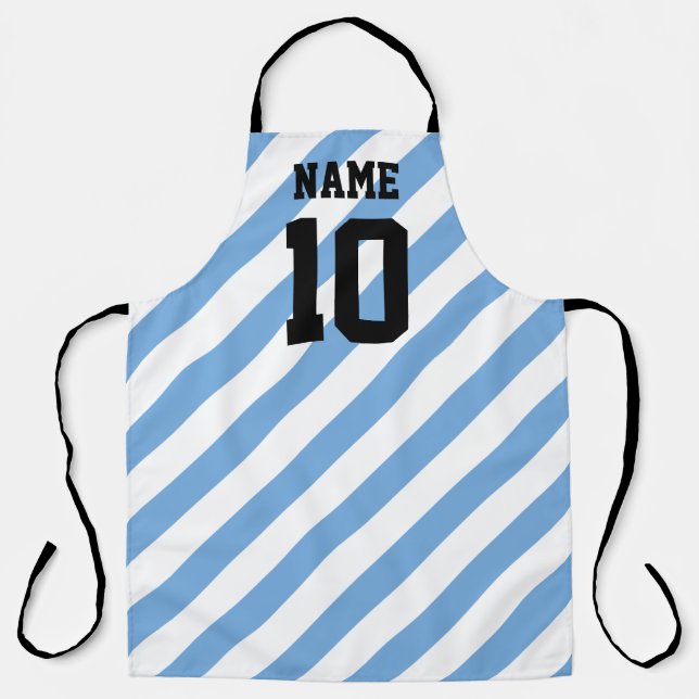 Argentina soccer fan custom jersey number kitchen apron (Front)