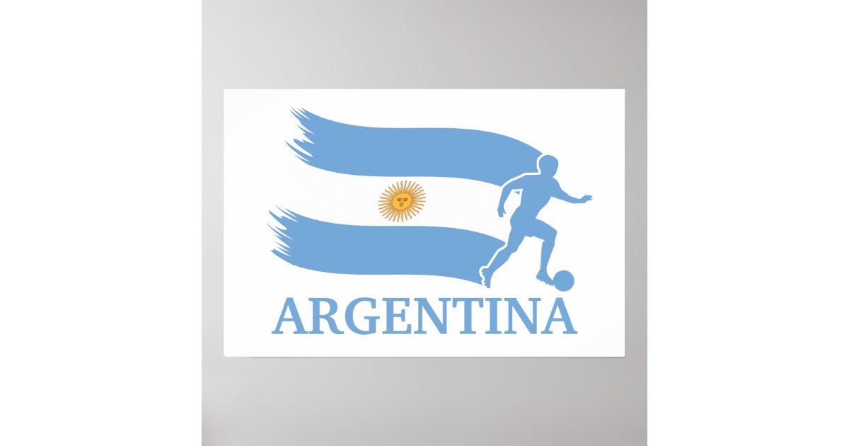 Argentina Soccer Ball Argentinian Flag Football Poster