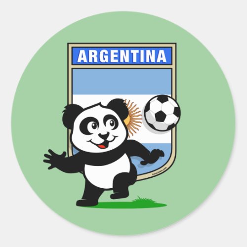 Argentina Soccer Panda Classic Round Sticker