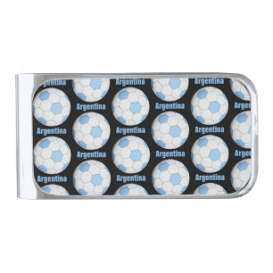Argentina soccer silver finish money clip