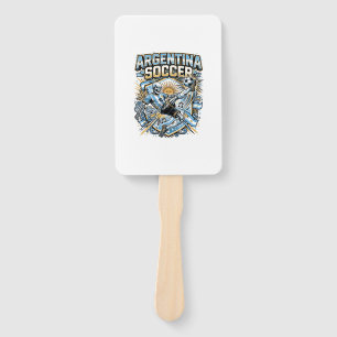 Argentina Soccer Skeleton Striker Nations Poster S Hand Fan