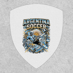 Argentina Soccer Skeleton Striker Nations Poster S Patch
