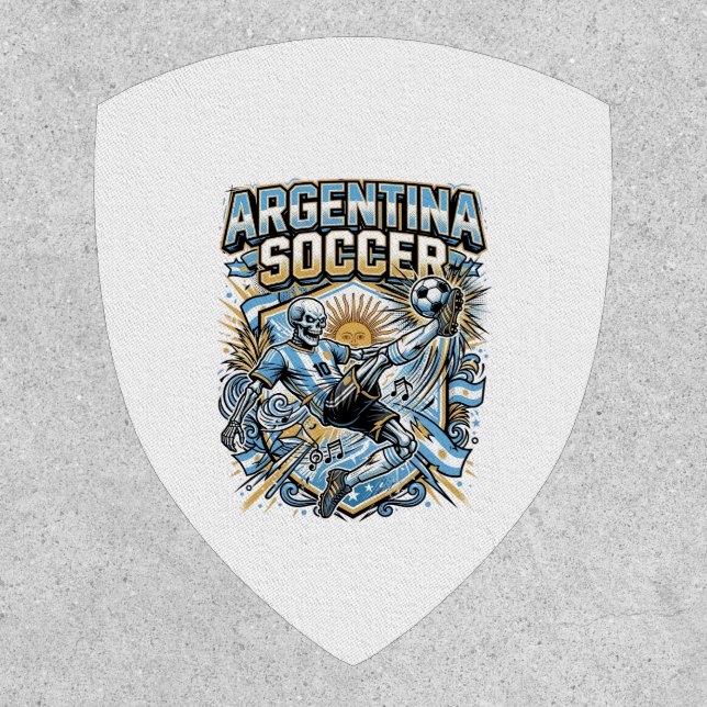 Argentina Soccer Skeleton Striker Nations Poster S Patch (Front)