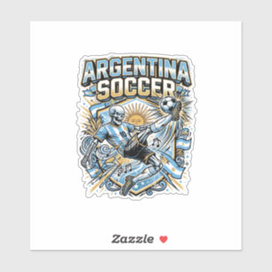 Argentina Soccer Skeleton Striker Nations Poster S Sticker