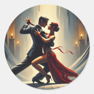 Argentina Tango Dancing Couple Classic Round Sticker