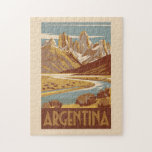 Argentina Travel Art Vintage Jigsaw Puzzle<br><div class="desc">Argentina vector artwork design. Argentina,  a diverse and breathtaking destination in South America,  offers everything from the vibrant culture of Buenos Aires to the stunning landscapes of Patagonia and Iguazú Falls.</div>