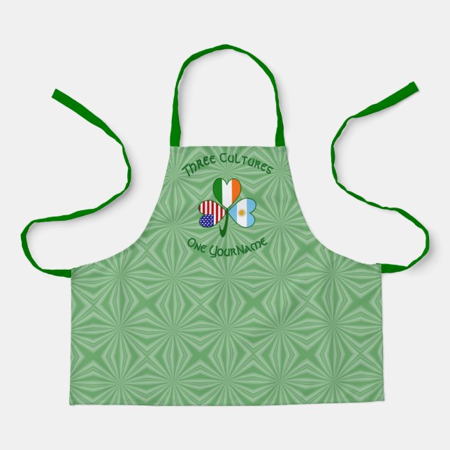 Argentina USA Irish Flag Shamrock Personalized Kid Apron (Front)