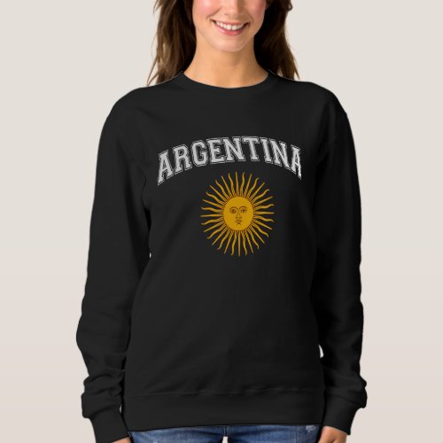 Argentina Varsity Style Sun of May White Text Sweatshirt