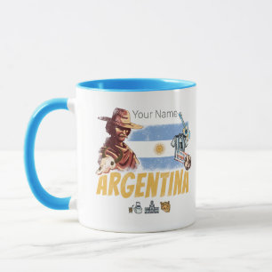 Argentina vintage gaucho with flag soccer ball mug