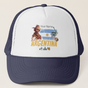 Argentina vintage gaucho with flag soccer ball trucker hat