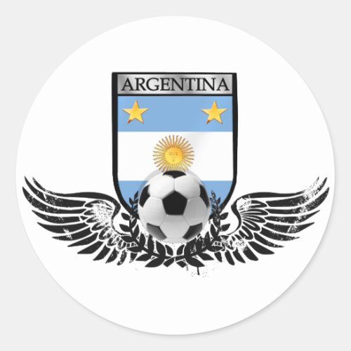 Argentina world champions Winged futbol shield Classic Round Sticker