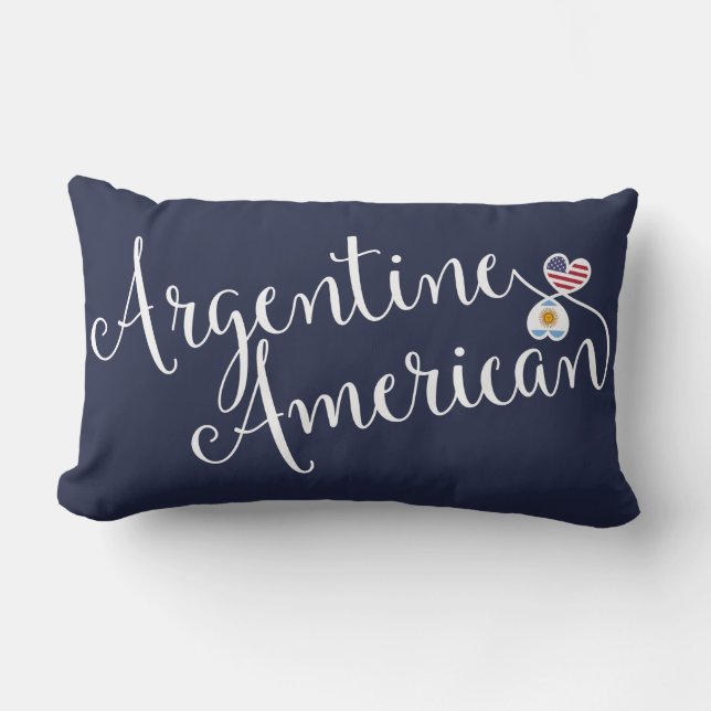 Argentine American Entwined Hearts Throw Cushion (Front)