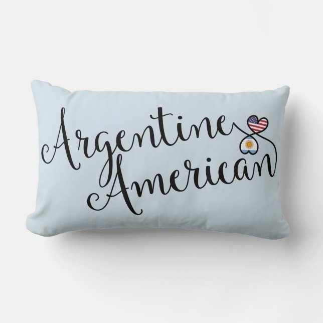 Argentine American Entwined Hearts Throw Cushion (Front)