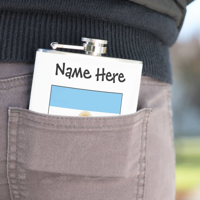 Argentine Argentina Flag Personalized Text  Flask (In Situ)