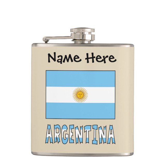 Argentine Argentina Flag Personalized Text  Flask (Front)