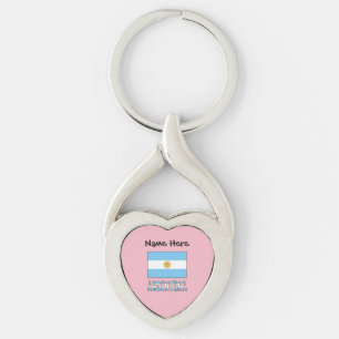 Argentine Argentina Flag Personalized Text Keychain