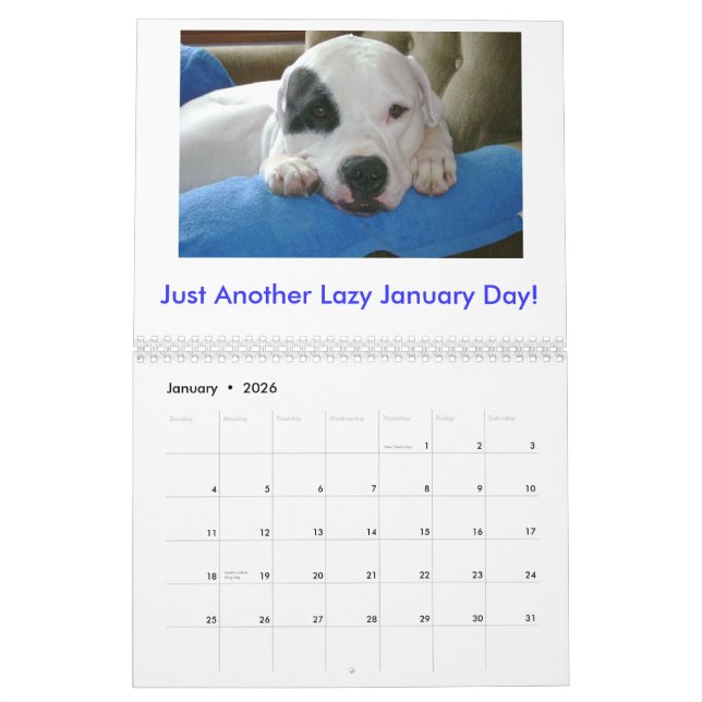 Argentine Dogo Calendar (Jan 2026)