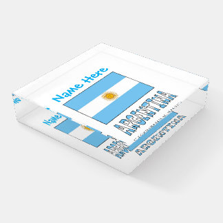Argentine Flag Argentina Blue Personalized Name Paperweight