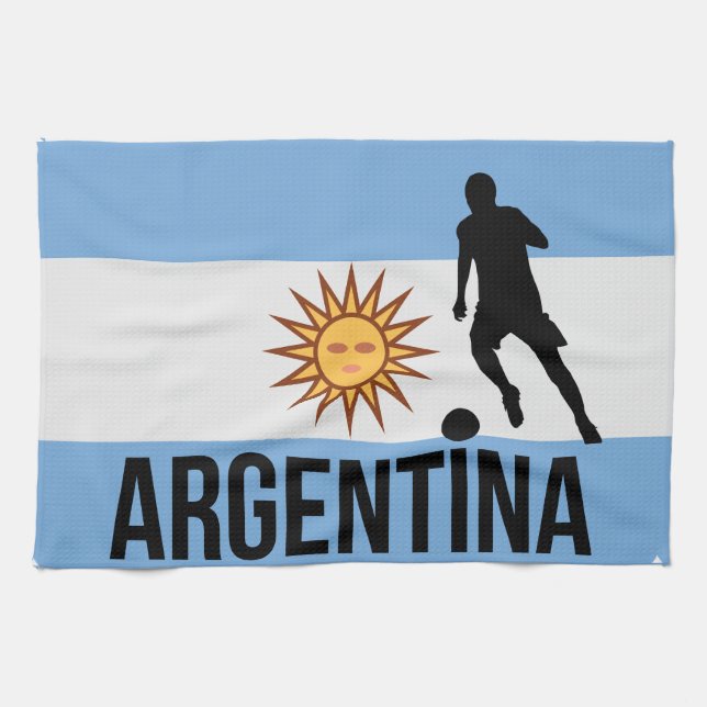 Argentine Flag soccer player uses dot as a ball  Kitchen Towel (Horizontal)