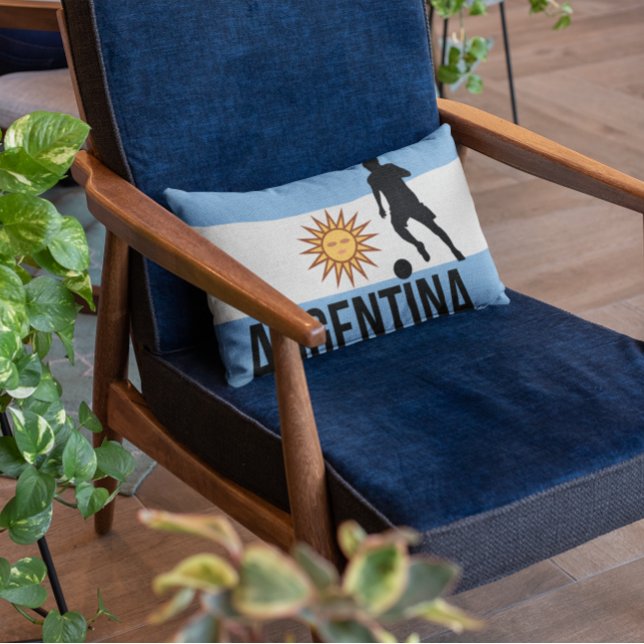 Argentine Flag soccer player uses dot as a ball  Lumbar Pillow (Creator Uploaded)