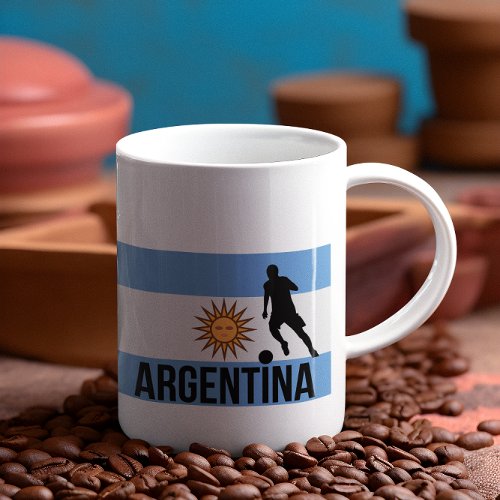 Argentine Flag soccer player uses dot as a ball Mug