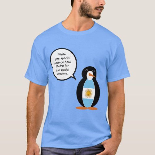 Argentine Flag Talking Ms Penguin Mens  T_Shirt