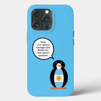 Argentine Flag Talking Ms Penguin Personalized iPhone 13 Pro Case