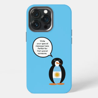 Argentine Flag Talking Ms Penguin Personalized iPhone 13 Pro Case