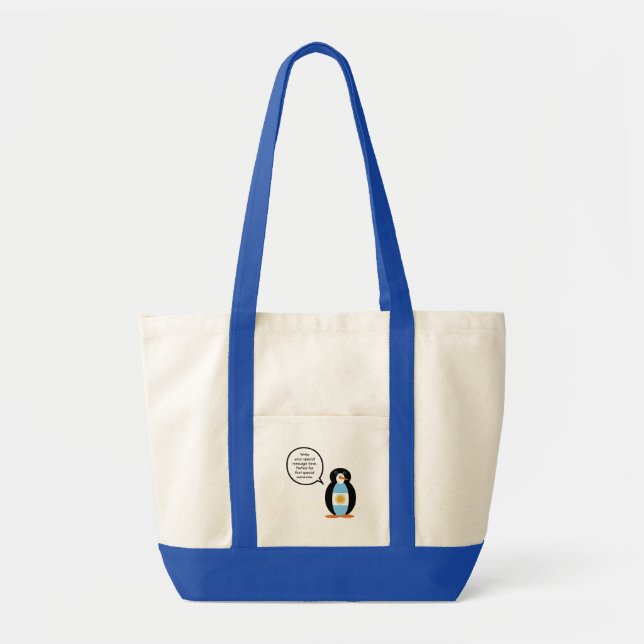 Argentine Flag Talking Ms Penguin Personalized Tote Bag (Front)