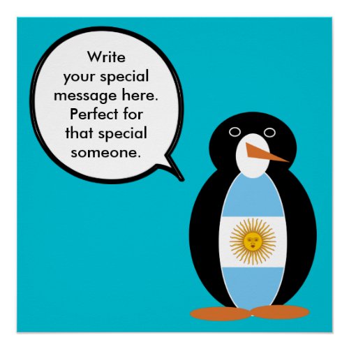 Argentine Flag Talking Ms Penguin Poster