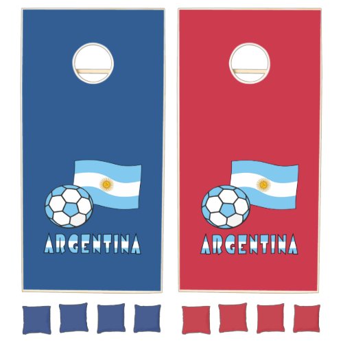 Argentine Soccer Ball and Flag Argentina Cornhole Set